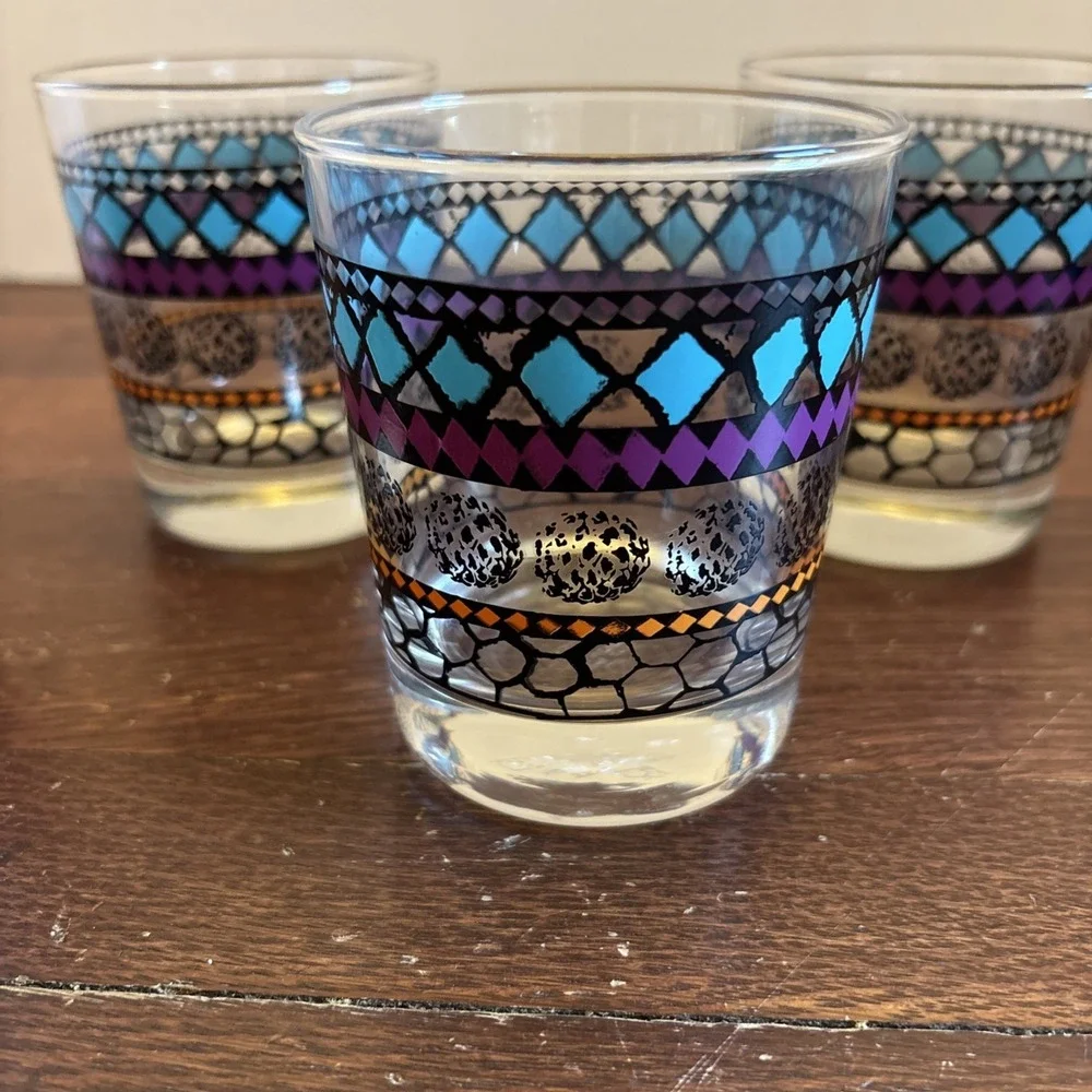 Ikea Murkla Geometric 8oz Old Fashioned Cocktail Rocks Glasses Tumbler‎ Set of 4